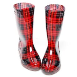 보생 체크 레인부츠 미들장화 (3)