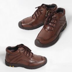 브라운 남성 털스니커즈 가죽 쿠션 털부츠